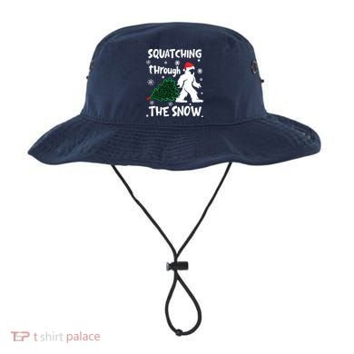 Squatching Through The Snow Christmas Sasquatch Santa Hat Bucket Hat