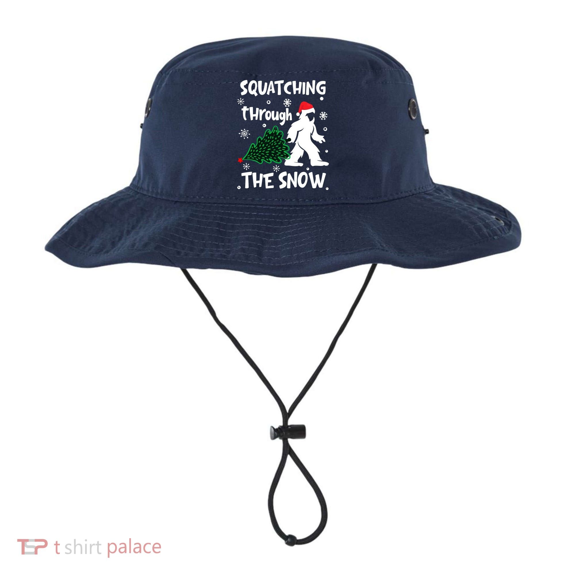 Squatching Through The Snow Christmas Sasquatch Santa Hat Bucket Hat