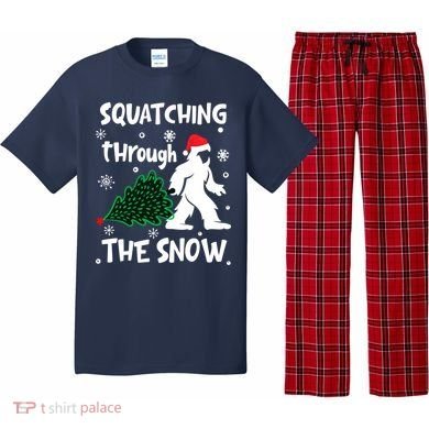 Squatching Through The Snow Christmas Sasquatch Santa Hat Pajama Set