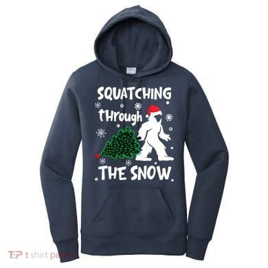 Squatching Through The Snow Christmas Sasquatch Santa Hat Women's Hoodie