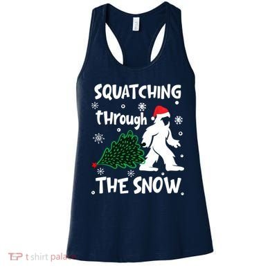 Squatching Through The Snow Christmas Sasquatch Santa Hat Women's Tank Top