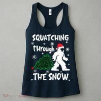 Squatching Through The Snow Christmas Sasquatch Santa Hat Women's Tank Top thumb 3