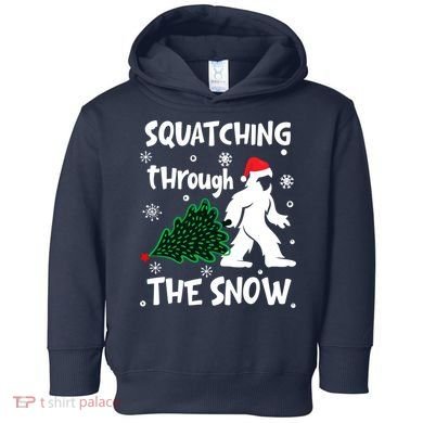 Squatching Through The Snow Christmas Sasquatch Santa Hat Toddler Hoodie