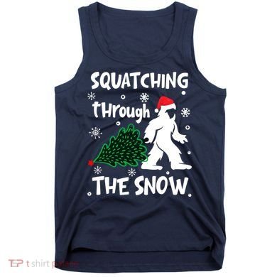 Squatching Through The Snow Christmas Sasquatch Santa Hat Tank Top