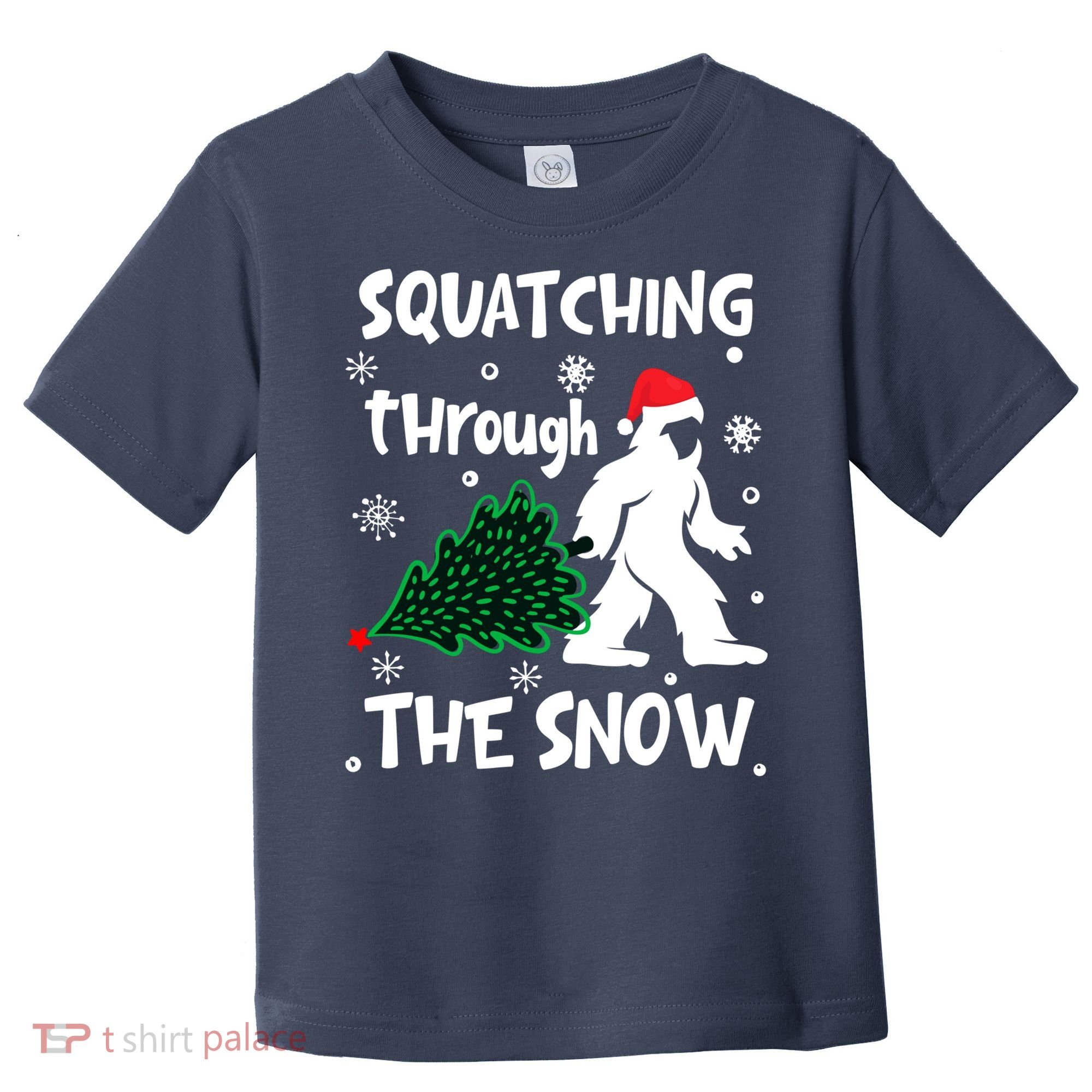 Squatching Through The Snow Christmas Sasquatch Santa Hat Toddler T-Shirt