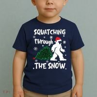 Squatching Through The Snow Christmas Sasquatch Santa Hat Toddler T-Shirt thumb 2