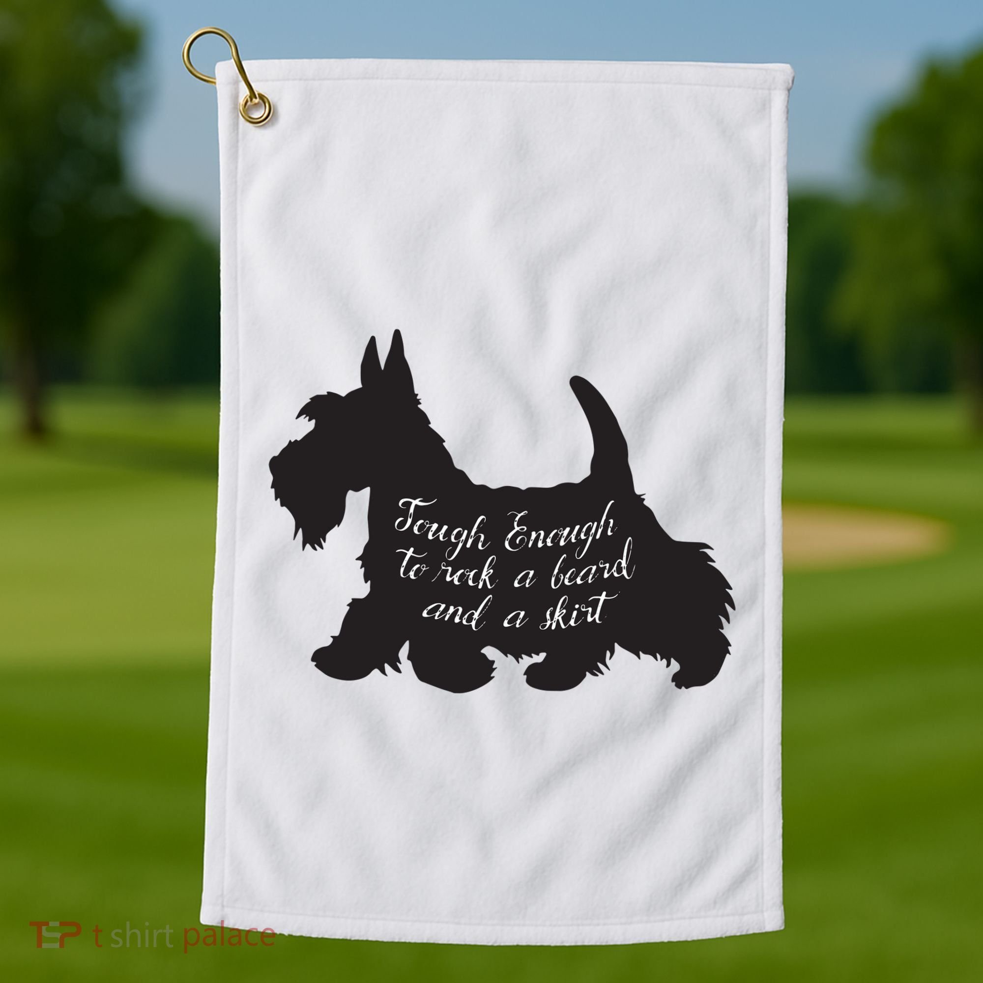 Scottish Terrier Tough Enough To Rock A Beard And A Skirt Golf Towel