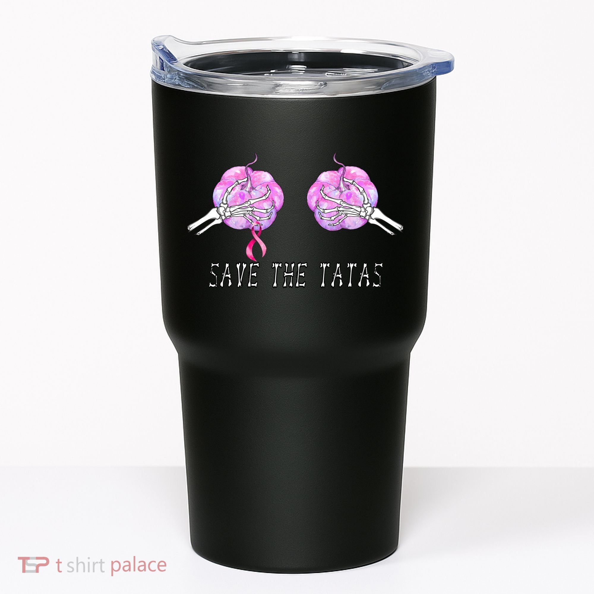Save The TaTas Halloween Breast Cancer Awareness Tumbler