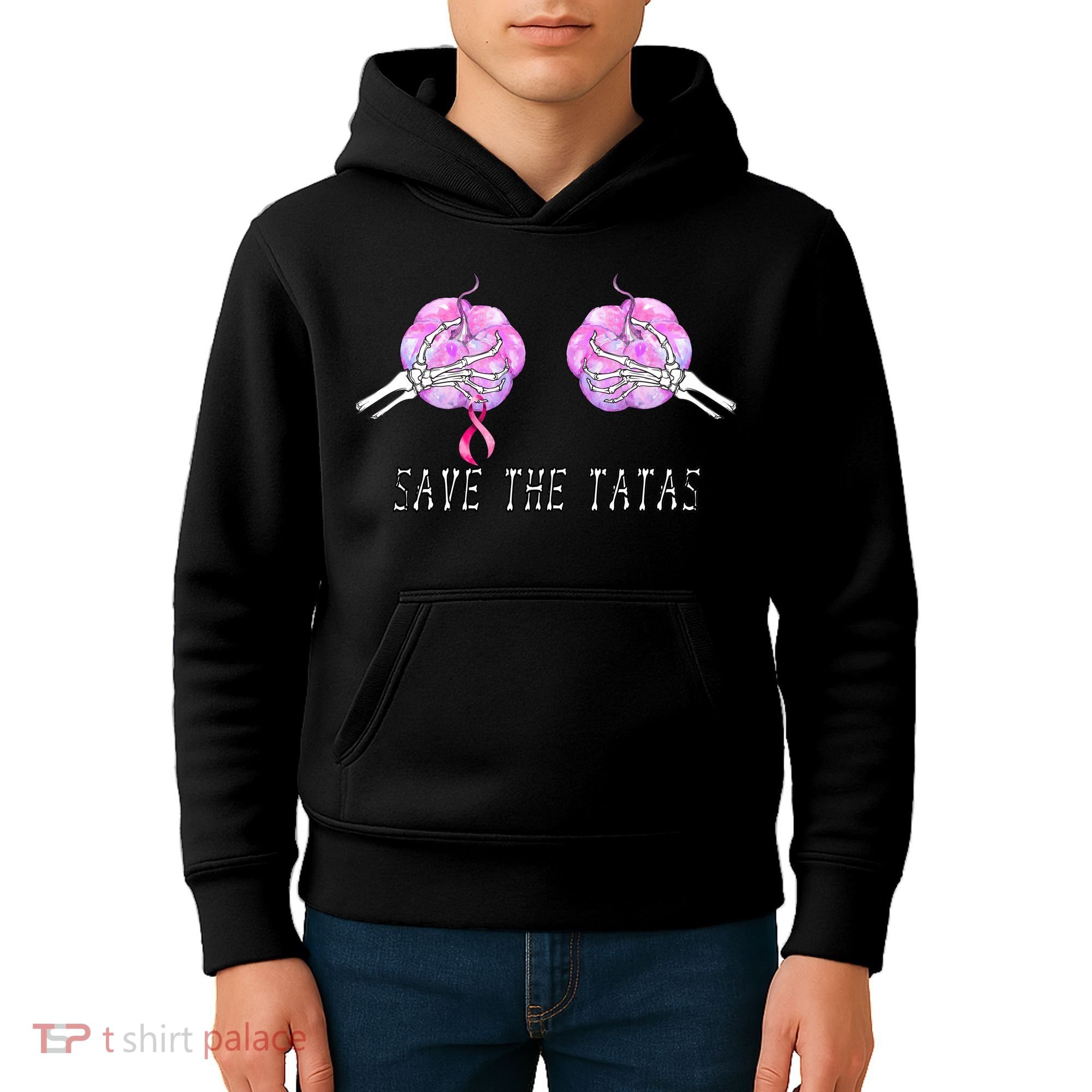 Save The TaTas Halloween Breast Cancer Awareness Kids Hoodie