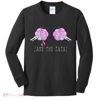 Save The TaTas Halloween Breast Cancer Awareness Kids Long Sleeve Shirt thumb 0