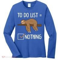 Sloth Tired Todo List Nothing Lazy Sloth Women's Long Sleeve Shirt thumb 0