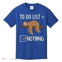 Sloth Tired Todo List Nothing Lazy Sloth Kids T-Shirt thumb 0