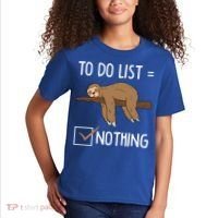 Sloth Tired Todo List Nothing Lazy Sloth Kids T-Shirt thumb 2