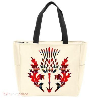 Scottish Tartan Thistle Emblem Tote Bag