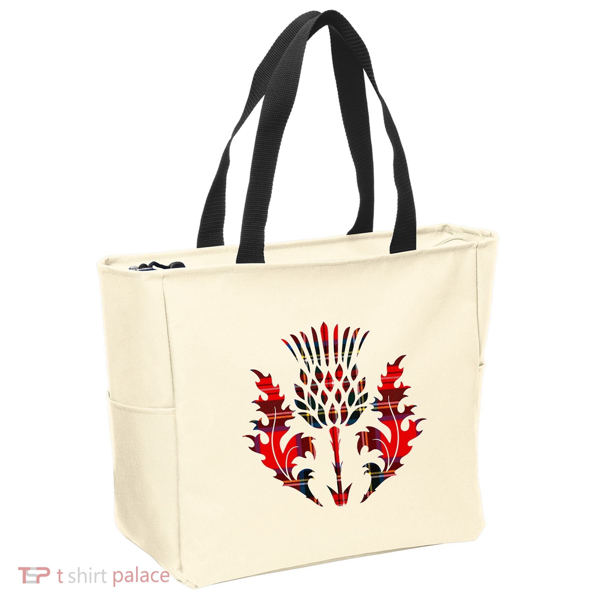 Scottish Tartan Thistle Emblem Tote Bag
