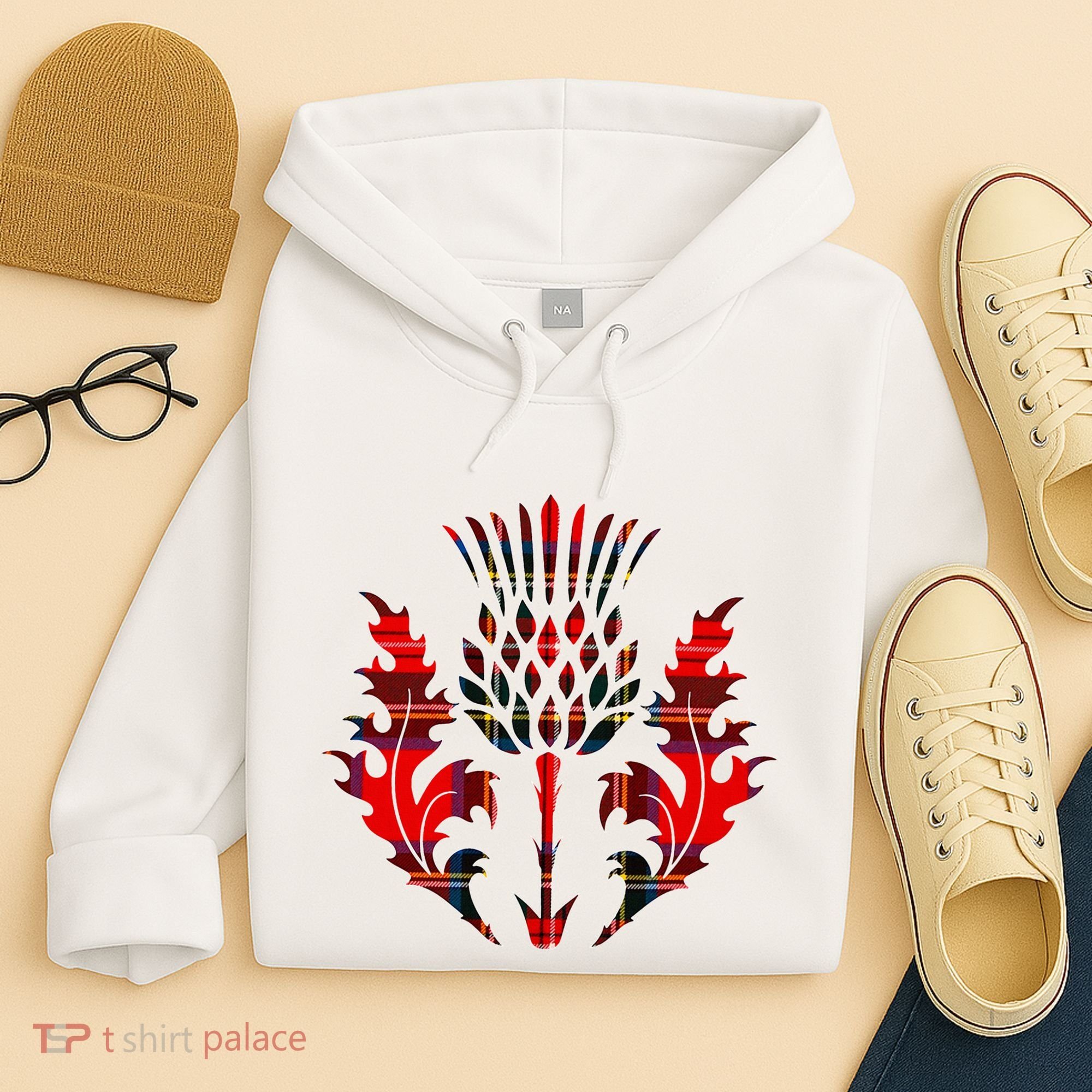 Scottish Tartan Thistle Emblem Hoodie
