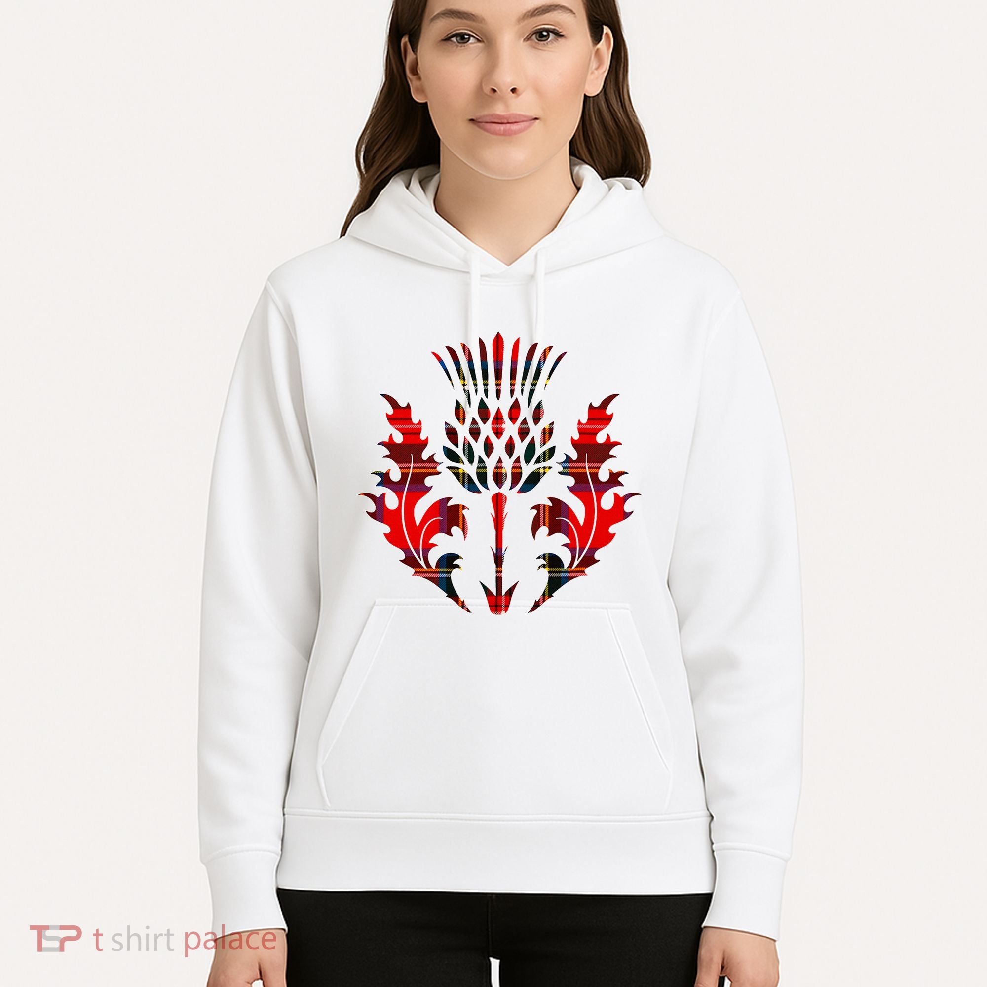 Scottish Tartan Thistle Emblem Hoodie