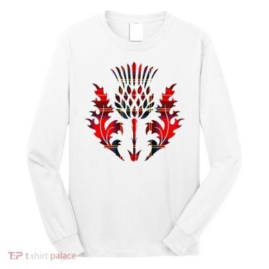 Scottish Tartan Thistle Emblem Long Sleeve Shirt