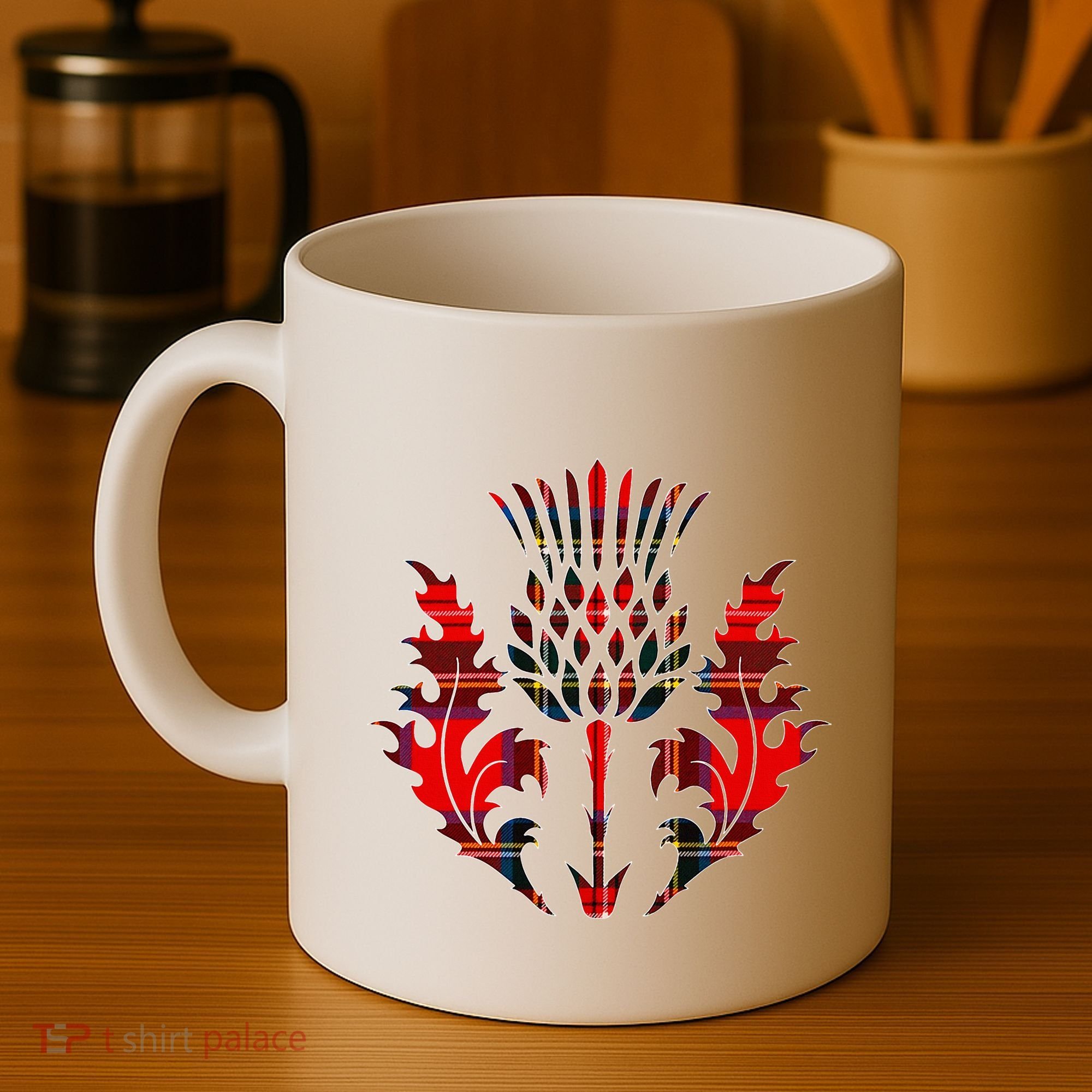 Scottish Tartan Thistle Emblem Coffee Mug