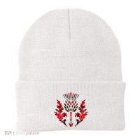 Scottish Tartan Thistle Emblem Beanie thumb 0