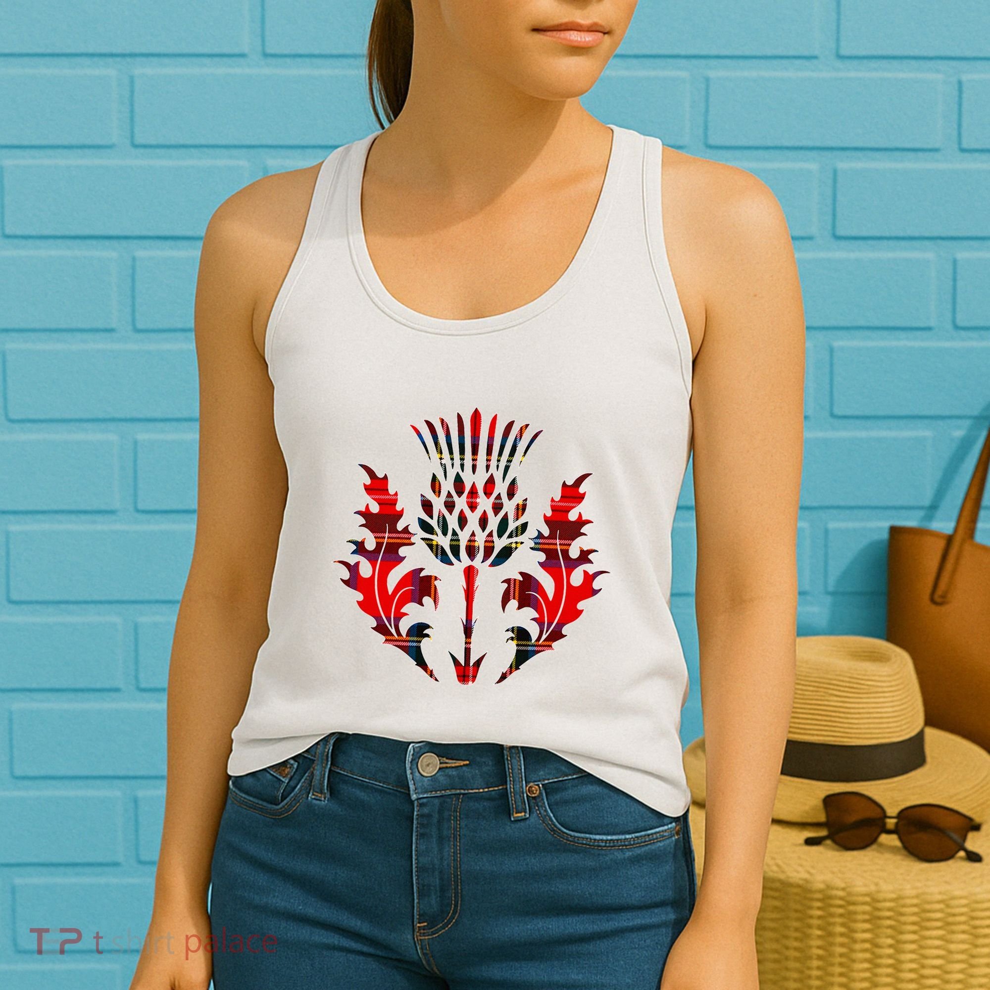 Scottish Tartan Thistle Emblem Women's Tank Top