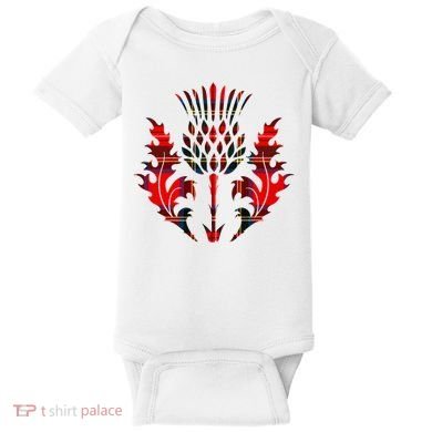 Scottish Tartan Thistle Emblem Baby Bodysuit