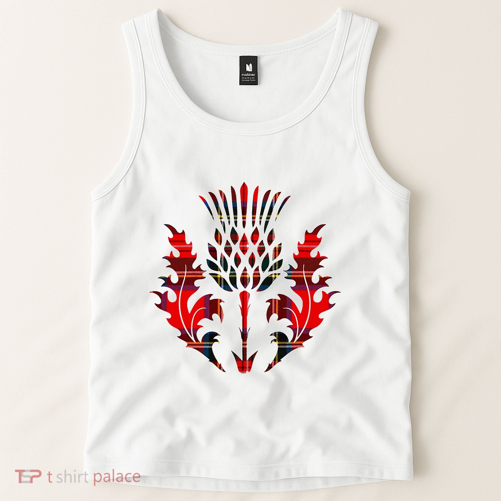 Scottish Tartan Thistle Emblem Tank Top