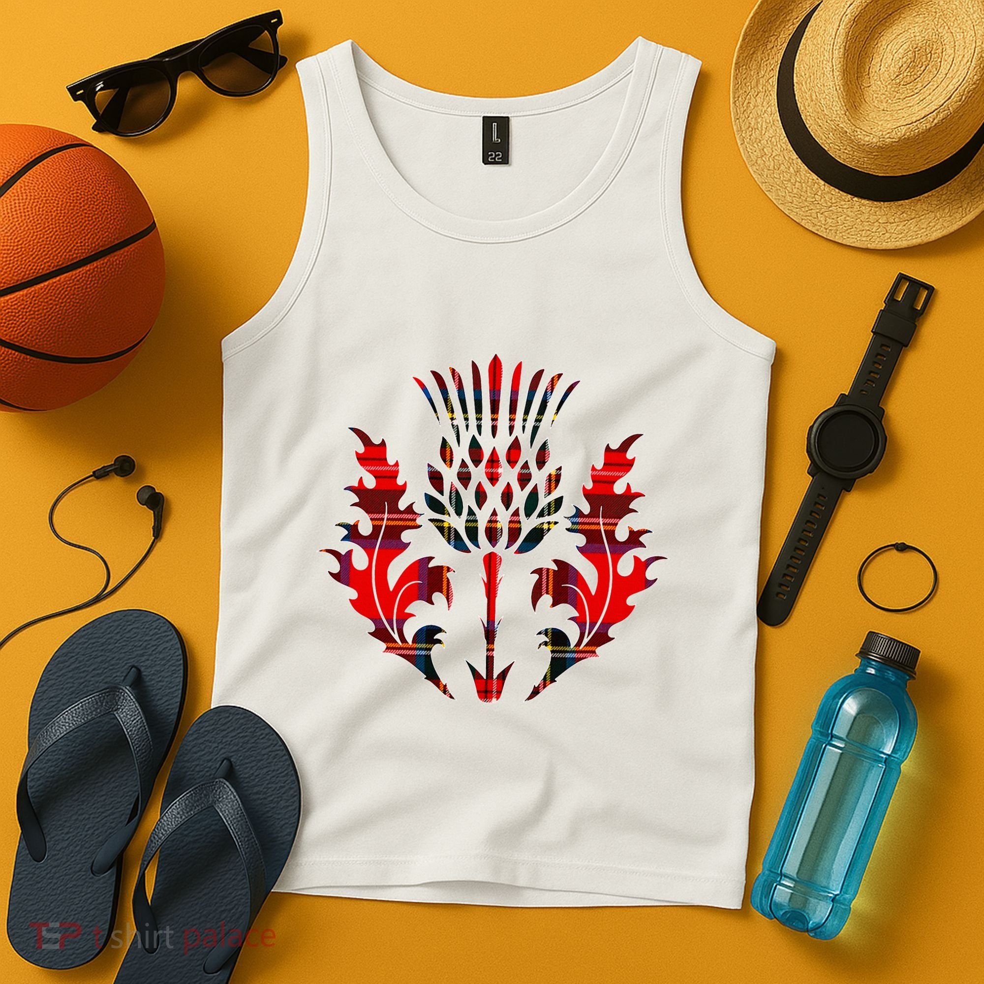 Scottish Tartan Thistle Emblem Tank Top