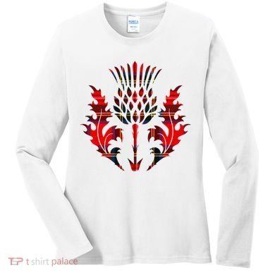 Scottish Tartan Thistle Emblem Women's Long Sleeve Shirt