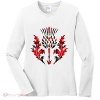 Scottish Tartan Thistle Emblem Women's Long Sleeve Shirt thumb 0