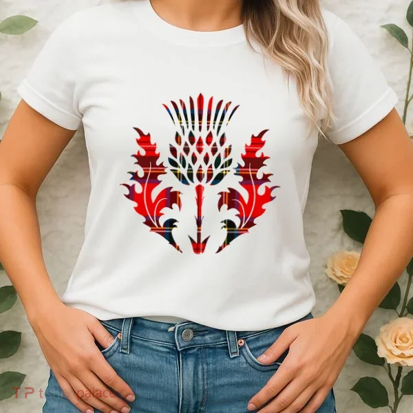 Scottish Tartan Thistle Emblem Women's T-Shirt