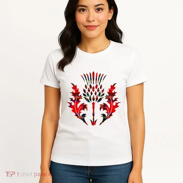 Scottish Tartan Thistle Emblem Women's T-Shirt