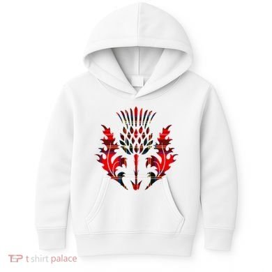 Scottish Tartan Thistle Emblem Kids Hoodie