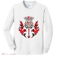 Scottish Tartan Thistle Emblem Kids Long Sleeve Shirt thumb 0