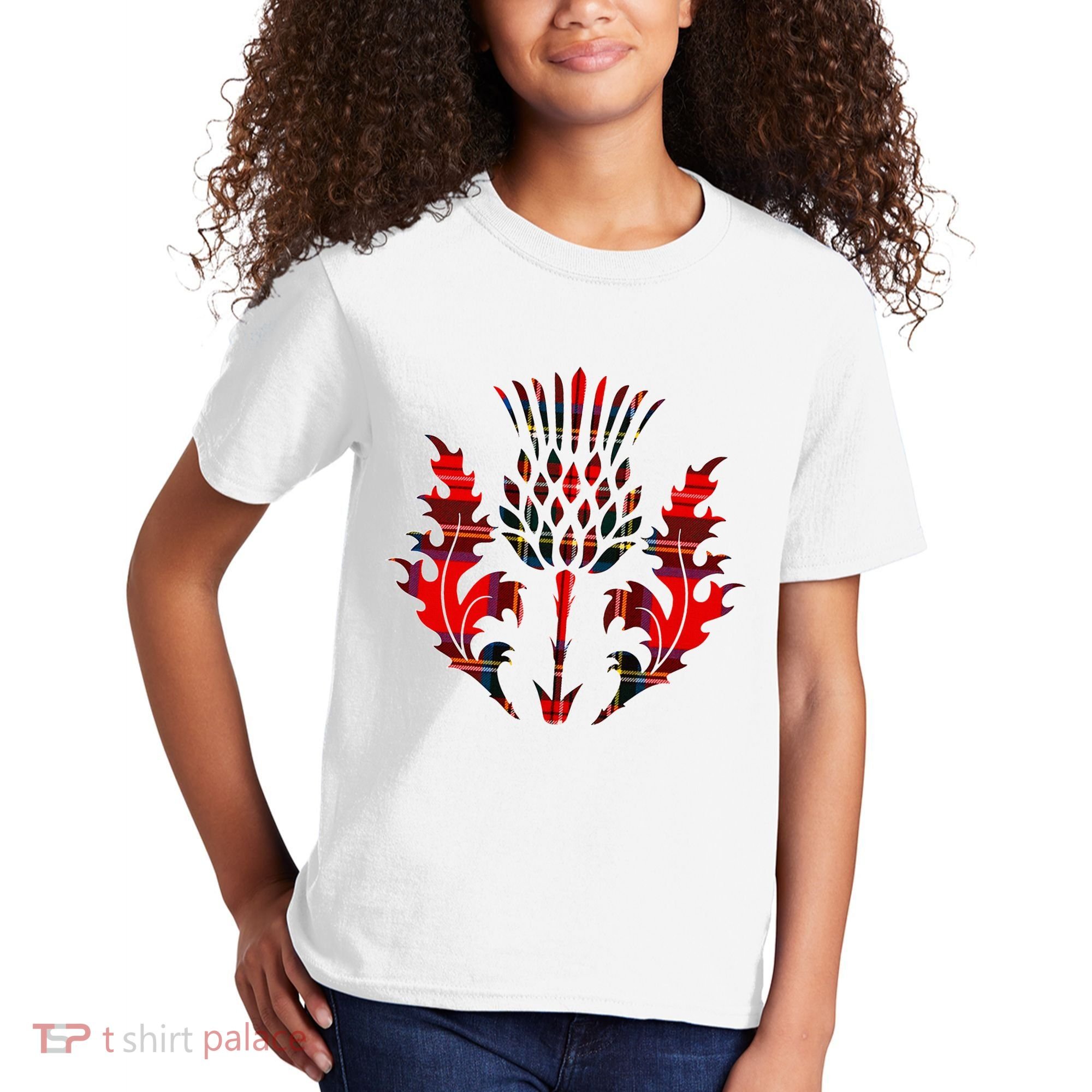 Scottish Tartan Thistle Emblem Kids T-Shirt