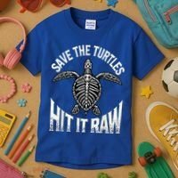 Save The Turtles Hit It Raw Kids T-Shirt thumb 3