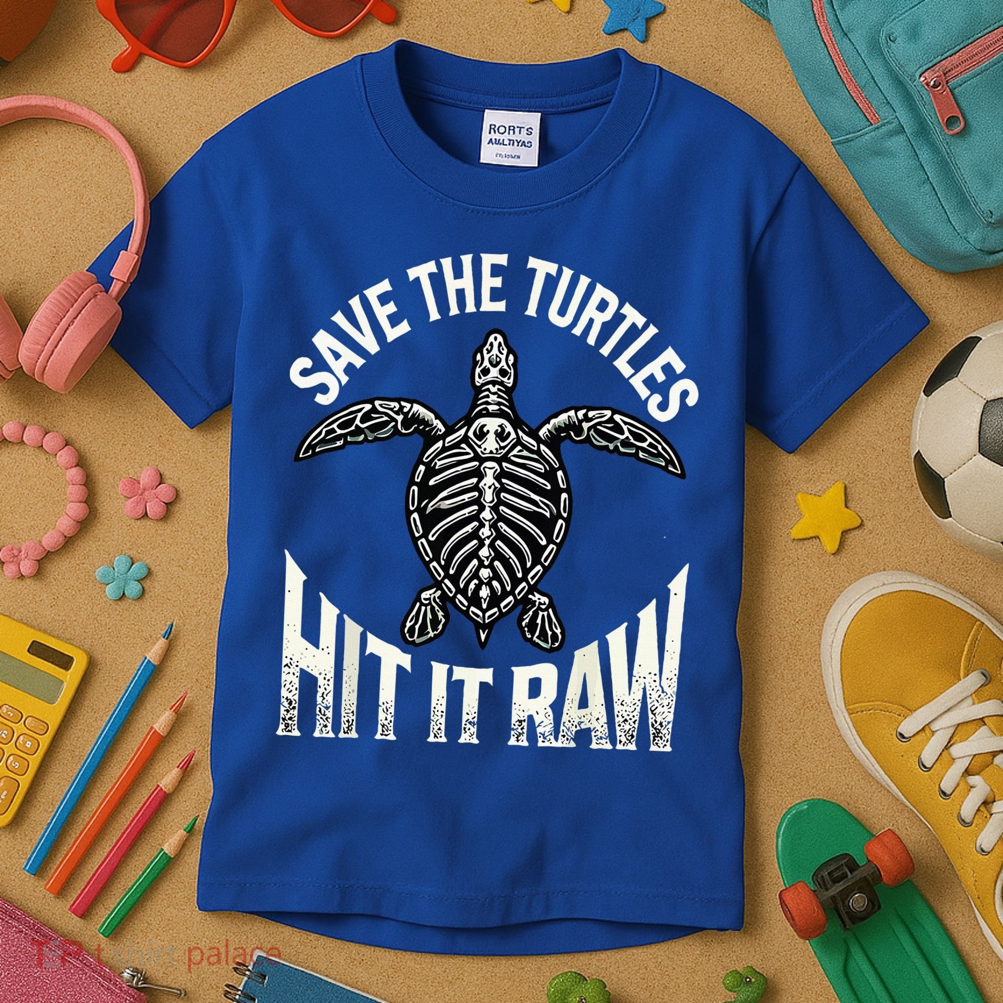 Save The Turtles Hit It Raw Kids T-Shirt