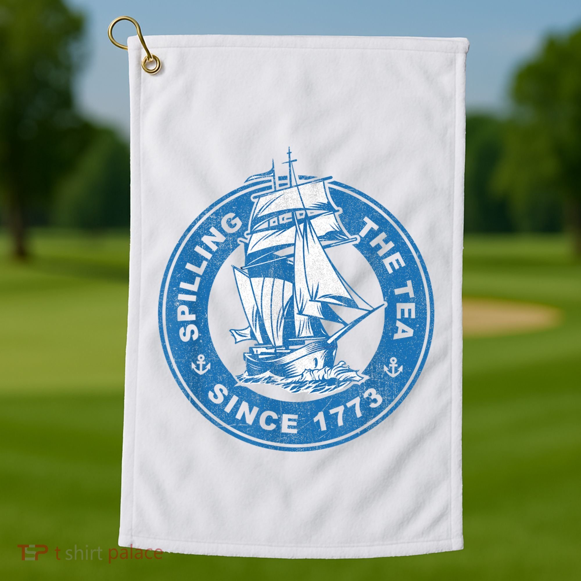 Spilling The Tea Since 1773 Funny US History Teacher Boston Golf Towel