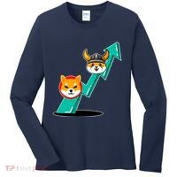 Shiba To The Moon Chart Women's Long Sleeve Shirt thumb 0