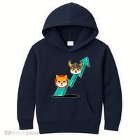Shiba To The Moon Chart Kids Hoodie thumb 0
