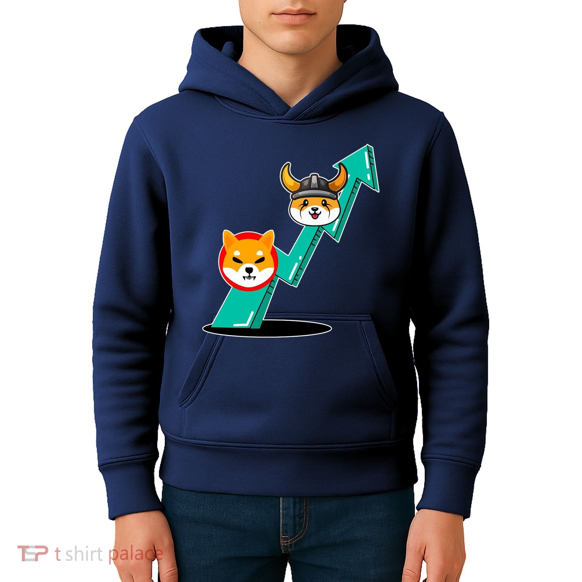 Shiba To The Moon Chart Kids Hoodie