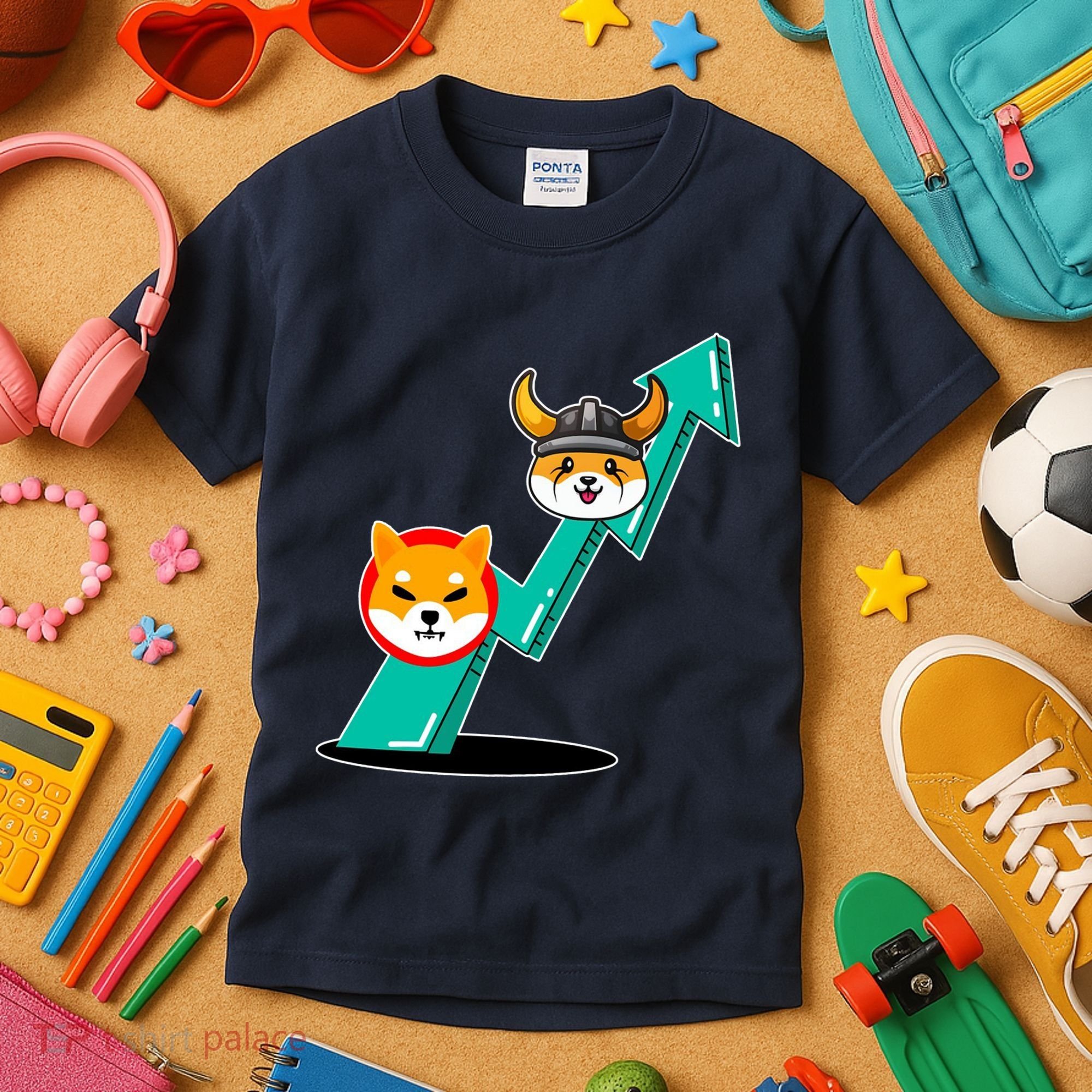 Shiba To The Moon Chart Kids T-Shirt