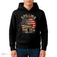 Spilling The Tea Since 1773 Patriotic History Teacher Kids Hoodie thumb 4