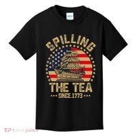 Spilling The Tea Since 1773 Patriotic History Teacher Kids T-Shirt thumb 0