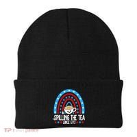 Spilling The Tea Since 1773 4th Of July Rainbow For Teacher Gift Beanie thumb 0
