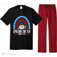 Spilling The Tea Since 1773 4th Of July Rainbow For Teacher Gift Pajama Set thumb 0