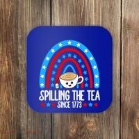 Spilling The Tea Since 1773 4th Of July Rainbow For Teacher Gift Coaster thumb 0