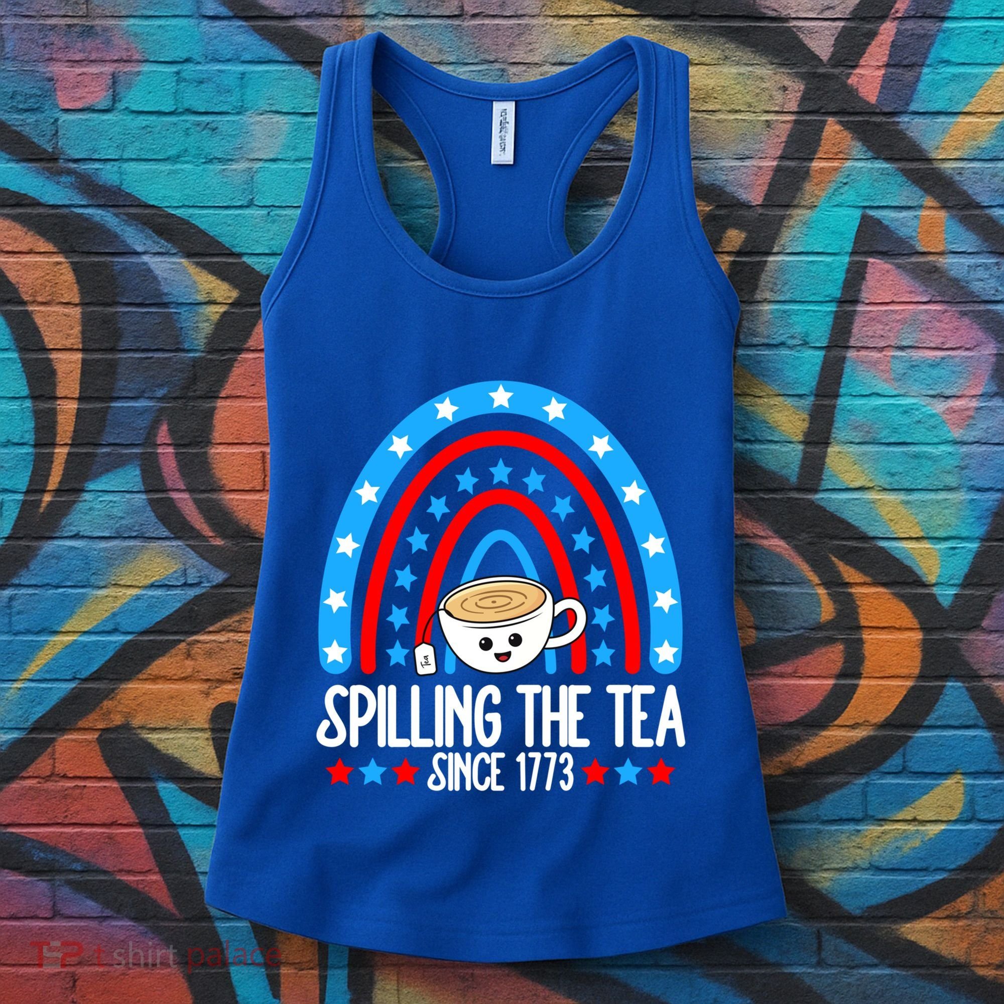 Spilling The Tea Since 1773 4th Of July Rainbow For Teacher Gift Women's Tank Top