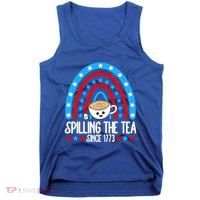 Spilling The Tea Since 1773 4th Of July Rainbow For Teacher Gift Tank Top thumb 0