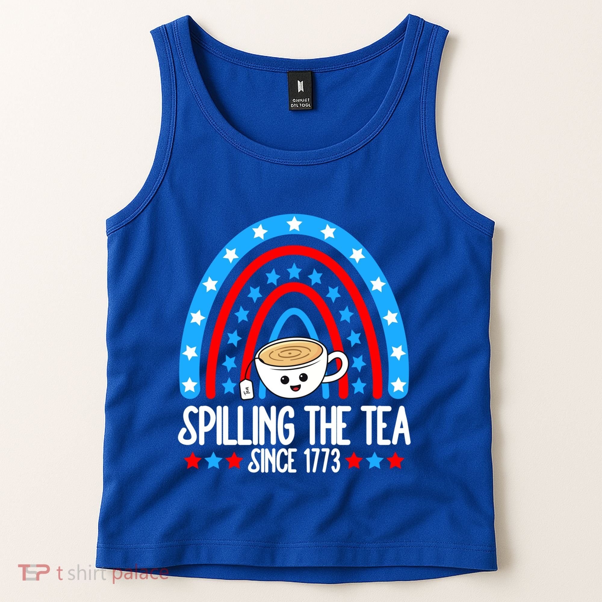 Spilling The Tea Since 1773 4th Of July Rainbow For Teacher Gift Tank Top